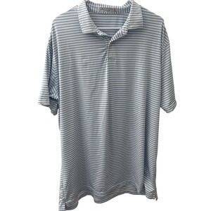 Peter Millar Polo Shirt‎ Mens XL Blue White Donald Stripe Golf Tour Fit